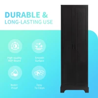 Stable Storage Cabinet with Anti-Tipping Device, Versatile Sideboard for Bathrooms and Dining Rooms, 23.5" L x 17" W x 71" H, Black(m-6)