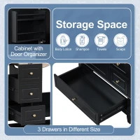 Stylish Bathroom Vanity with Easy-Clean Ceramic Sink and 3 Pre-Drilled Holes, Ideal Cabinet for Modern Bathrooms, 30" L x 18.5" W x 33.5" H, Black(m-9)