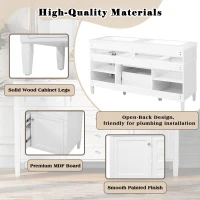 Modern Bathroom Vanity Cabinet with Soft-Close Hinges, Soft Close Storage Vanity with Adjustable Shelves, 59'' L x 19.5'' W x 34'' H, White(m-8)