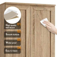 Multi-functional Storage Cabinet with Adjustable and Fixed Shelves, Tall Organizer Cabinet for Bathroom and Office, 23.5'' L x 17'' W x 71'' H, Brown(m-6)