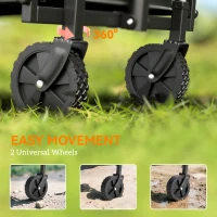 Outsunny Small Collapsible Folding Garden Cart, Heavy Duty Lawn Wagon with Universal Wheels and Adjustable Handle, Black(m-7)