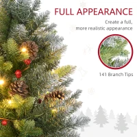 HOMCOM Set of 2 2ft Pre-Lit Artificial Christmas Trees with 20 Warm White Lights and 141 Tips, Burlap Base, Xmas Tree, Green(m-6)