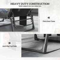 Outsunny Folding Chaise Lounge Chair Outdoor Tanning Chair with 5-Position Backrest, Cushion, Side Pocket, Dark Gray(m-8)