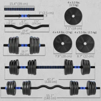Soozier Adjustable Dumbbell Set, 3 in 1 Weights Dumbbells Set for Home Gym, 55lb Free Weights with Connector and Non-Slip Grip(m-3)