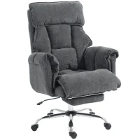 HOMCOM Desk Chair, Computer Office Chair with Footrest, Adjustable Backrest and Headrest, Dark Grey(m-9)