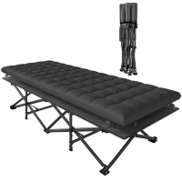 Outsunny Camping Cot with Soft Pad, 32" Extra Wide Folding Cots with Non-Slip Feet and Carry Bag, Black(m-9)