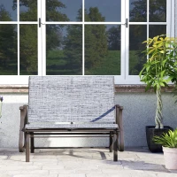 Outsunny 2-Person Outdoor Glider Bench, Patio Glider Loveseat Chair with Powder Coated Steel Frame, 2 Seats Porch Rocking Glider for Backyard, Lawn and Garden, Mixed Gray(m-9)