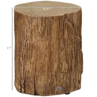 HOMCOM Concrete End Table, Tree Stump Shape Side Table for Indoors and Outdoors, Set of 2, Natural(m-3)