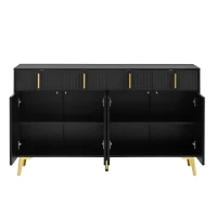 Spacious Sideboard with Adjustable Shelves, Versatile Storage Cabinet for Living and Dining Rooms, 47" L x 15" W x 32.5" H, Black(m-11)