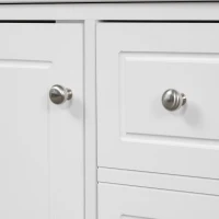 Stylish Bathroom Vanity with Easy-Clean Ceramic Sink and 3 Pre-Drilled Holes, Ideal Cabinet for Modern Bathrooms, 30" L x 18.5" W x 33.5" H, White(m-12)