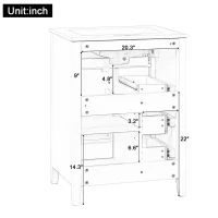 Sleek Bathroom Vanity with Tip-Out Top Drawer and 3 Pull-Out Drawers, Stylish Cabinet with Freestanding Design, 24" L x 18.5" W x 34" H, Black(m-3)