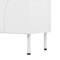 Low-Profile TV Cabinet with 4 Doors and 2 Internal Storage Compartments, Modern TV Stand with PB and MDF Construction, 71'' L x 14'' W x 19.5'' H, White(m-11)