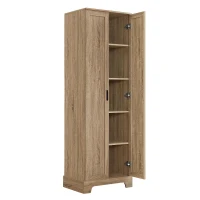 Multi-functional Storage Cabinet with Adjustable and Fixed Shelves, Tall Organizer Cabinet for Bathroom and Office, 23.5'' L x 17'' W x 71'' H, Brown(m-13)
