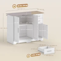 HOMCOM 40" Sideboard Buffet Cabinet, Modern Kitchen Storage Cabinet with 2 Drawers, 3 Doors & Adjustable Shelf, White(m-3)