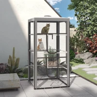 PawHut 79"H Catio Outdoor Cat Enclosure, Steel Frame Cat Cage with 3 Platforms, 2 Doors and 4 Sandbags for Stability(m-8)