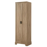 Multi-functional Storage Cabinet with Adjustable and Fixed Shelves, Tall Organizer Cabinet for Bathroom and Office, 23.5'' L x 17'' W x 71'' H, Brown(m-14)