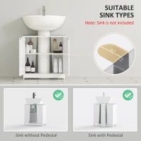 HOMCOM 24" Under Sink Storage Cabinet with 2 Doors and Shelves, Pedestal Sink Bathroom Vanity Furniture, White(m-4)