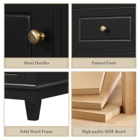 Spacious Bathroom Vanity with 3 Drawers and One-Door Cabinet, Freestanding Cabinet for Small Bathrooms, 36" L x 18.5" W x 33.5" H, Black(m-8)