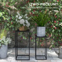 Outsunny Set of 2 Plant Stands, Decorative Flower Display Holder for Living Room Balcony(m-4)