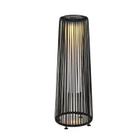 Outsunny Wicker Solar Floor Lamp, Decorative Outdoor Lamp with Auto On/Off LED Light, IP44 for Patio, Porch, Pathway, Black(m-2)