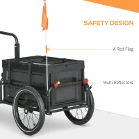 Aosom Steel Trailer for Bike, Bicycle Cargo Trailer with Foldable Storage Box and Safe Reflectors, Max Load 88LBS, Black(m-6)
