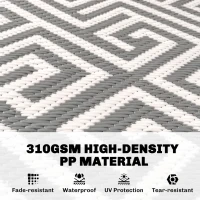 Outsunny Reversible Outdoor RV Rug, Patio Floor Mat, 5' x 8' Plastic Straw Rug for Backyard, Deck, Beach, Camping, Grey & White(m-4)