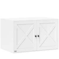 PawHut Cat Litter Box Enclosure with Barn Door, Cat Hole, 31.5" x 21" x 20", White(m-1)