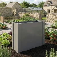 Outsunny Raised Garden Bed Galvanized Planter Box Outdoor with Gloves for Gardening Vegetables, Flower, Herb, 2.6 x 1 x 2 ft, Gray(m-9)