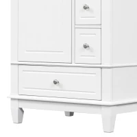 Spacious Bathroom Vanity with 3 Drawers and One-Door Cabinet, Freestanding Cabinet for Small Bathrooms, 24" L x 18.5" W x 34" H, White(m-13)
