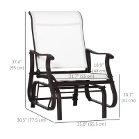 Outsunny Outdoor Glider Chair, Patio Glider with Steel Frame and Mesh Fabric, Outdoor Patio Chair for Backyard, Garden and Porch, Cream White(m-3)