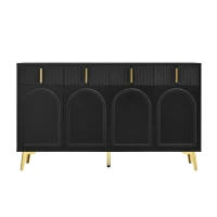 Spacious Sideboard with Adjustable Shelves, Versatile Storage Cabinet for Living and Dining Rooms, 47" L x 15" W x 32.5" H, Black(m-2)