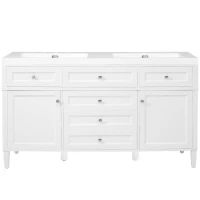 Modern Bathroom Vanity Cabinet with Soft-Close Hinges, Soft Close Storage Vanity with Adjustable Shelves, 59'' L x 19.5'' W x 34'' H, White(m-2)