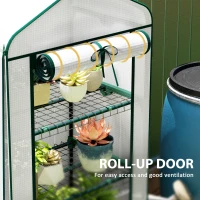 Outsunny Mini Greenhouse with Screen Roof, Portable Small Greenhouse with Roll-Up Zipper Door, 27.6" x 19.7" x 62.2", White(m-7)