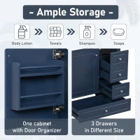 Stylish Bathroom Vanity with Easy-Clean Ceramic Sink and 3 Pre-Drilled Holes, Ideal Cabinet for Modern Bathrooms, 30" L x 18.5" W x 33.5" H, Blue(m-6)