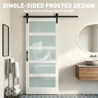 HOMCOM Sliding Door, 36" x 84" Sliding Barn Door with Hardware Kit Included & Handle, PVC Surface, White(m-5)