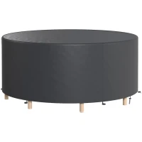 Outsunny Heavy Duty Outdoor Patio Furniture Cover, Waterproof Round Table Cover for Weather Protection 84.3" Dia. x 27.6"H, Black(m-2)