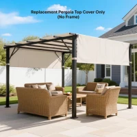 Outsunny 2 Pcs UV Protection Pergola Replacement Canopy, Pergola Shade Cover, Easy to Install, for 10' x 10' Pergola, Khaki(m-1)