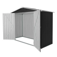 Vented Bike Storage House with Reinforced Roof Beams, Outdoor Metal Storage Shed for Backyard, 93.5'' L x 43.5'' W x 72.5'' H, Black(m-8)