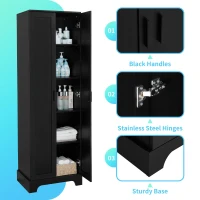 Stable Storage Cabinet with Anti-Tipping Device, Versatile Sideboard for Bathrooms and Dining Rooms, 23.5" L x 17" W x 71" H, Black(m-4)