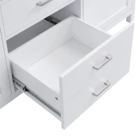 59-inch Bathroom Vanity Cabinet with Soft-Close Hinges, Divider Drawer Storage Console with Sturdy MDF Construction, 58.5'' L x 19'' W x 31.5'' H, White(m-7)