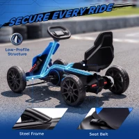 Aosom 12V Electric Go Kart for Kids, Ride On Toy with EVA Tires, 2 Speeds, Adjustable Seat, Safety Belt for 3-8 Years, Blue(m-7)