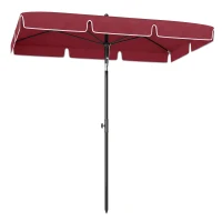 Outsunny 6.5x4ft Rectangle Patio Umbrella Aluminum Tilt Adjustable Garden Parasol Sun Shade Outdoor Canopy Red(m-11)