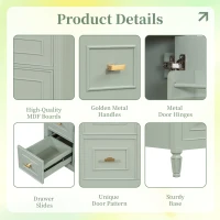 Spacious Vanity with Tip-Out Top Drawer and 2 Left-Side Drawers, Ideal Cabinet for Small-To-Medium Bathrooms, 30" L x 18.5" W x 33.5" H, Green(m-8)
