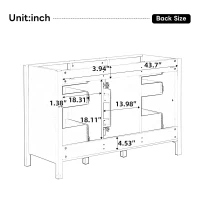 48" Bathroom Vanity with 2" Integrated Resin Sink, Multi- Drawer Vanity Cabinet with Removable Dividers and Door Racks, 47'' L x 19.5'' W x 33.5'' H, White(m-4)