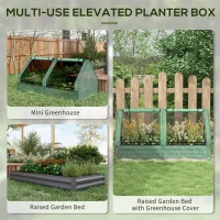 Outsunny 6' x 3' Metal Planter Box with Cover, Raised Garden Bed with Mini Greenhouse for Herbs, Vegetables, Green and Dark Grey(m-4)