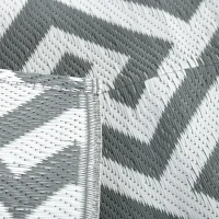 Outsunny Reversible Outdoor RV Rug, Patio Floor Mat, 5' x 8' Plastic Straw Rug for Backyard, Deck, Beach, Camping, Grey & White(m-9)