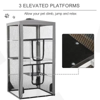 PawHut 79"H Catio Outdoor Cat Enclosure, Steel Frame Cat Cage with 3 Platforms, 2 Doors and 4 Sandbags for Stability(m-5)