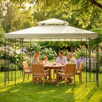 Outsunny 10x13ft Steel Gazebo Sun Shelter Patio Outdoor Party Event Canopy Vented Roof Cream White(m-9)