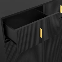Functional Wardrobe Set with Multiple Compartments, Ideal Storage Unit for Hallways and Mudrooms, 21.5" L x 13.5" W x 68.5" H, Black(m-9)