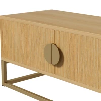 Spacious TV Cabinet with 4 Cabinet Doors, Smooth Sideboard with Integrated Soft-Close Hinges, 70.5" L x 15.5" W x 15.5" H, Natural(m-6)